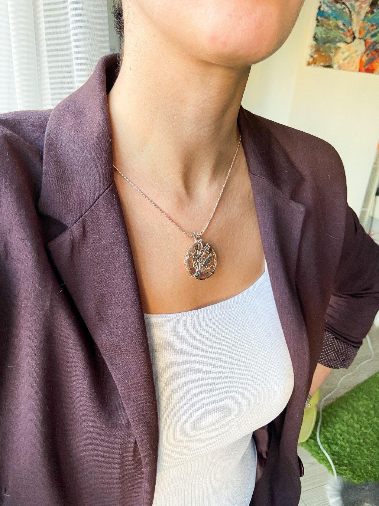 Rose Gold Silver Owl Pendant, Custom Desing Handmade Owl Necklace, Animal Jewelry For Her, Mother's Day Gift Jewelry - Tracesilver