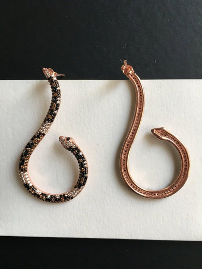 Snake Earrings 925 Sterling Silver Animal Earrings, Snake Lover Earrings For Women, Custom Desing Handmade Zircon Stone Snake Earrings - Tracesilver