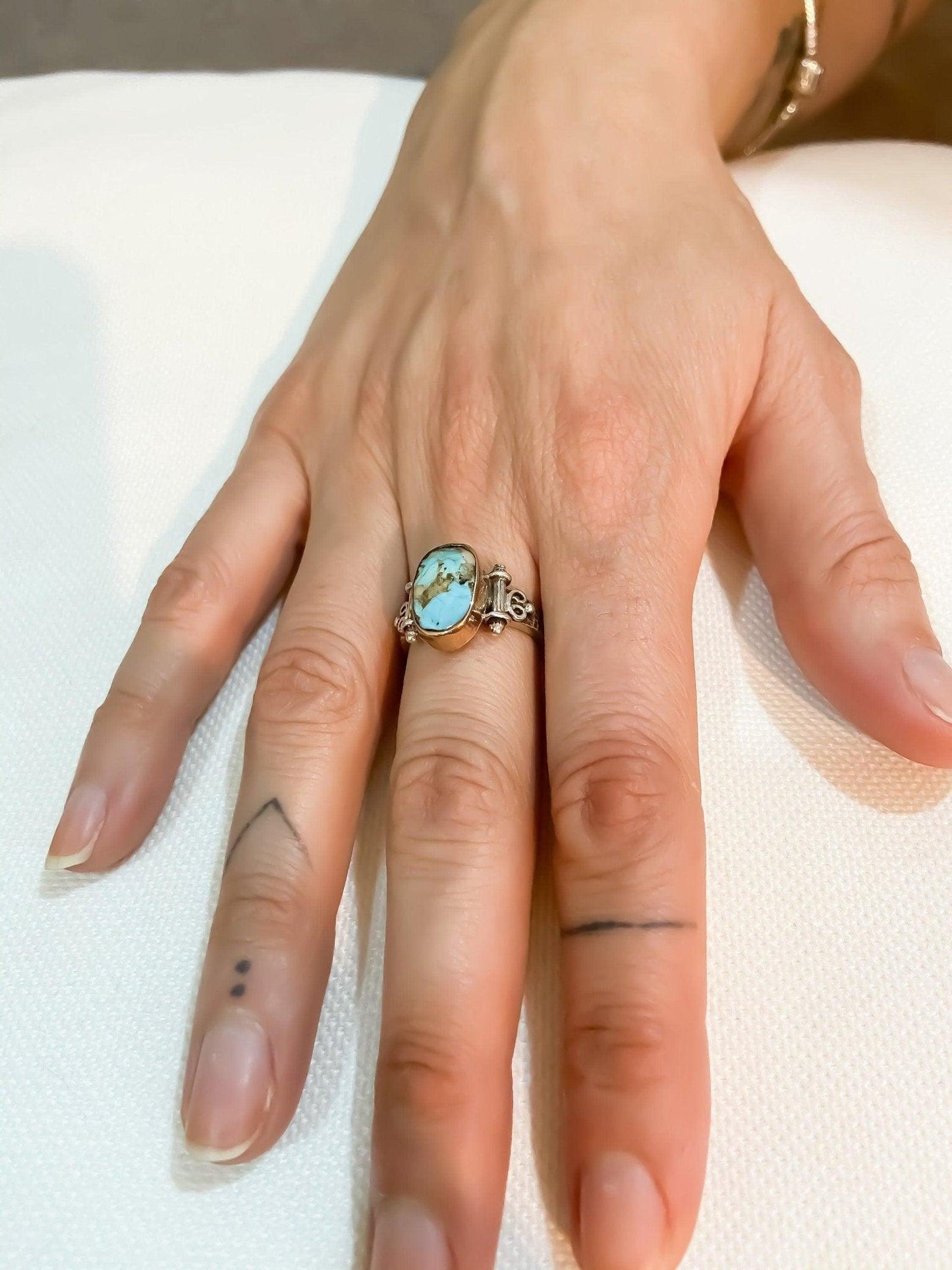Turquoise Stone 925 Sterling Silver Ring, Turquoise Jewelry Ring For Women, Handmade Turkey Turquoise Stone, Natural Turquoise Ring For Her - Tracesilver