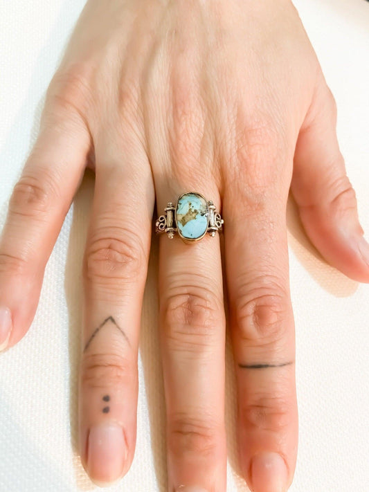 Turquoise Stone 925 Sterling Silver Ring, Turquoise Jewelry Ring For Women, Handmade Turkey Turquoise Stone, Natural Turquoise Ring For Her - Tracesilver