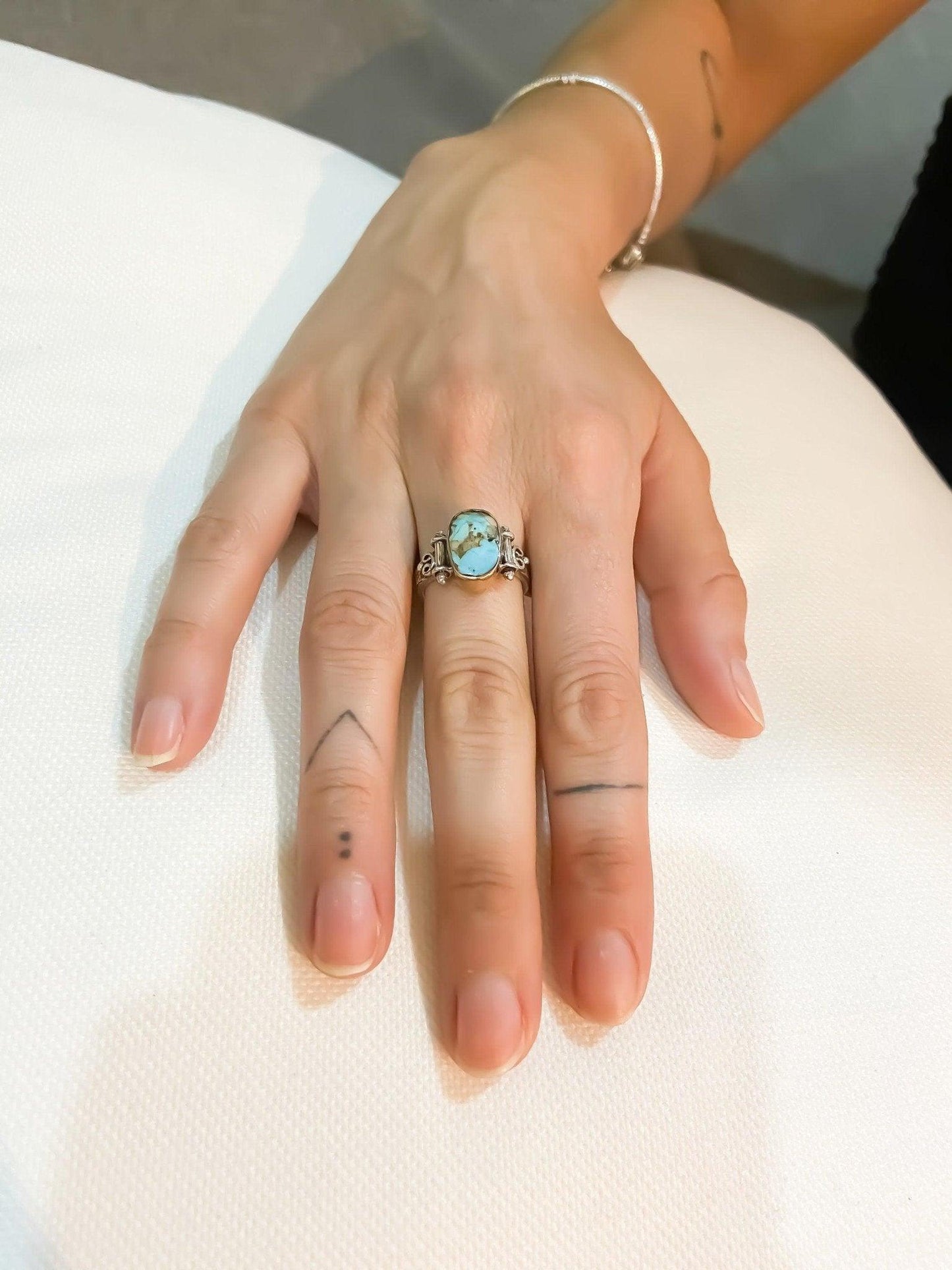 Turquoise Stone 925 Sterling Silver Ring, Turquoise Jewelry Ring For Women, Handmade Turkey Turquoise Stone, Natural Turquoise Ring For Her - Tracesilver