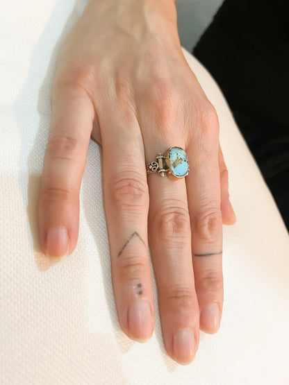 Turquoise Stone 925 Sterling Silver Ring, Turquoise Jewelry Ring For Women, Handmade Turkey Turquoise Stone, Natural Turquoise Ring For Her - Tracesilver